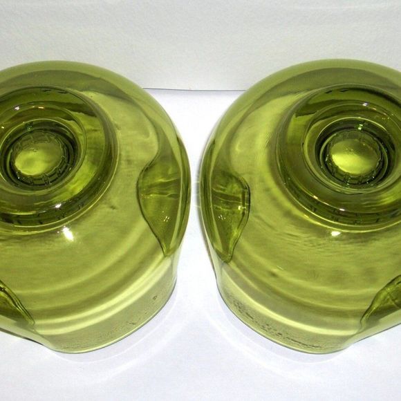 Anchor Hocking Avocado Green Candle Stick Holders Pair - Picture 4 of 4